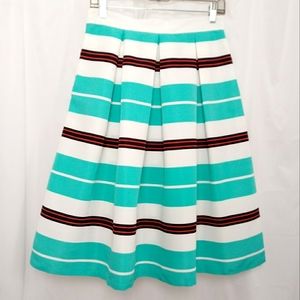 New w/tags New York & Company Box Pleat A-Line Midi Striped Skirt